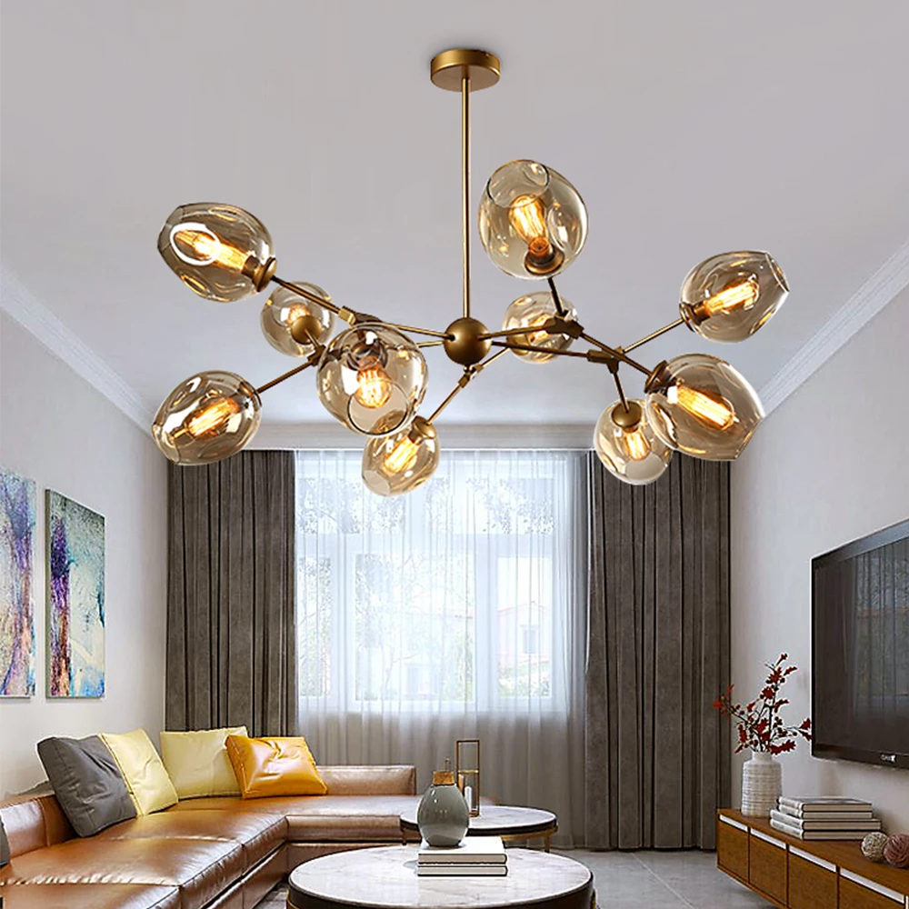 Скандинавское стекло светодиодный светильник-люстра Лофт домашний декор для помещений столовая Подвесная лампа для ресторана гостиной подвесной светильник