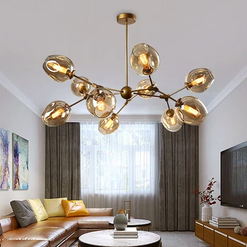 

Nordic glass LED Chandelier Lighting loft Home indoor Decor Dining Room hanging Lamp Restaurant Living Room suspension luminaire