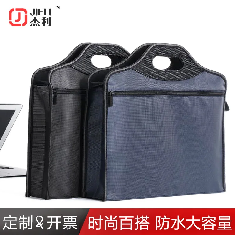 

Oxford Cloth Hand File Holder A4 Canvas Business Zipper Brief Case Men's Women's Propaganda File Bag Government Open