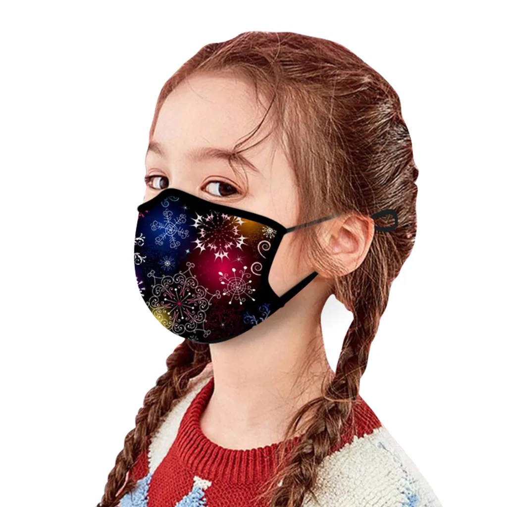 Детская Рождественская моющаяся многоразовая защитная маска для лица с принтом