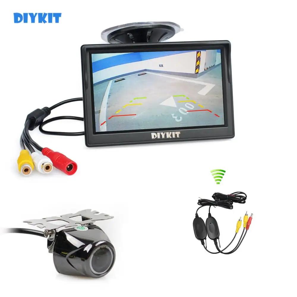 DIYKIT беспроводной 5 дюймов TFT ЖК-дисплей Автомобильный монитор с водонепроницаемым ночным видением безопасности Металлическая Автомобильная камера заднего вида