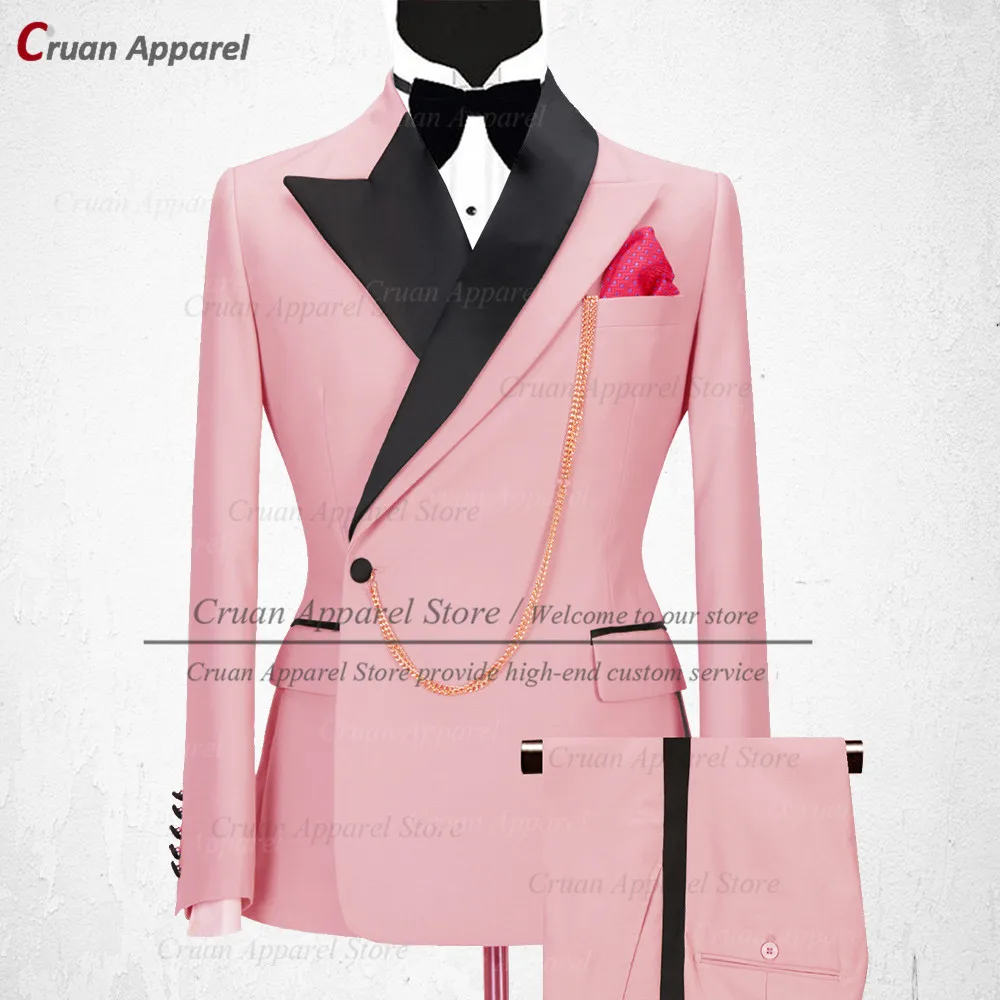 Latest Luxury ivory Men Suit Set Slim fit Groomsmen Groom Wedding Dress Tuxedo Fashion Designs Party Stage Blazer Pants 2 Pieces