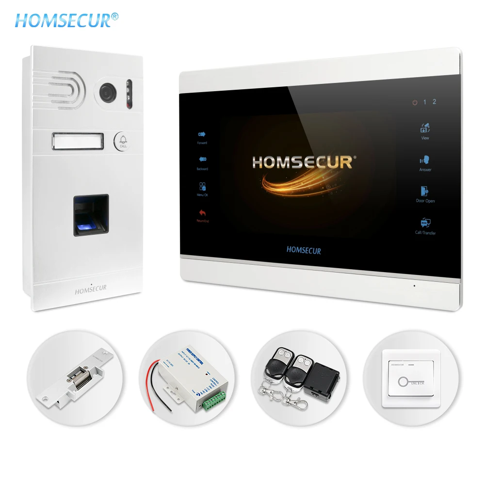 HOMSECUR " видео домофон телефонный звонок системы 1.3MP с отпечатков пальцев камера BC061HD-S+ BM704HD-S - Цвет: Kit 2