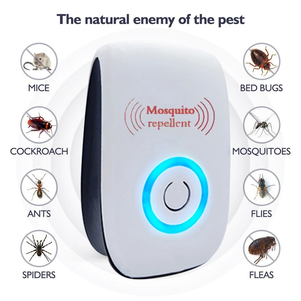 

Ultrasound Mute Insect Killer EU/US/UK/AU Plug Mosquito Repellent Sleep Assistant Radiationless Plastic Pest Control Tools