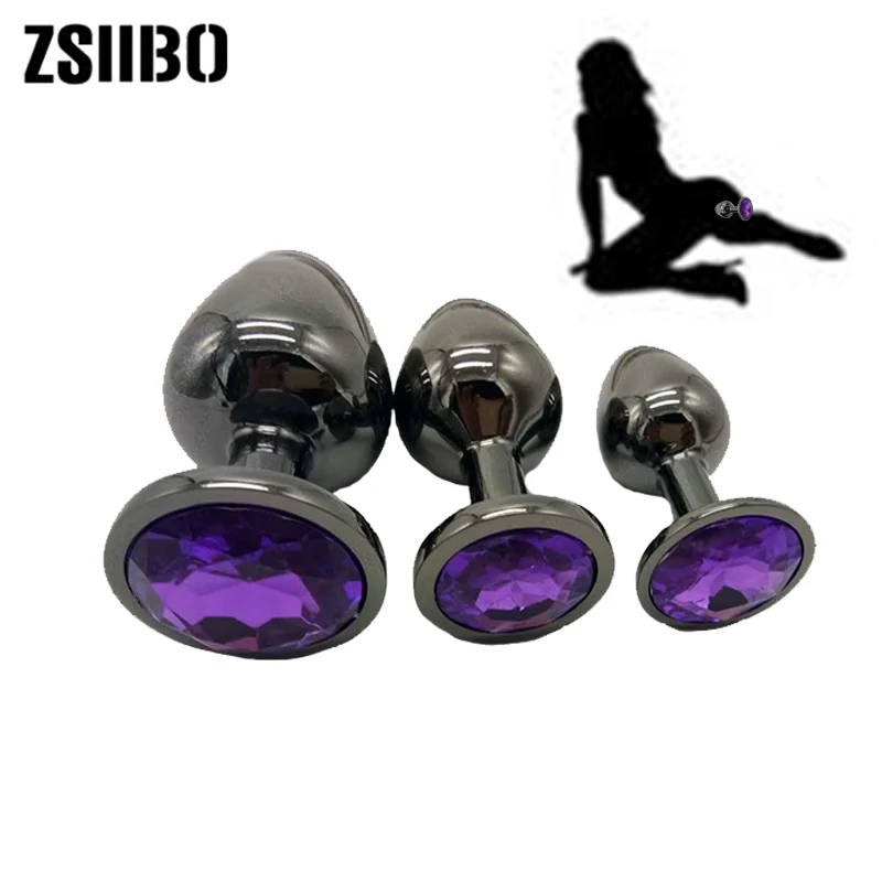 Plating Black Metal Anal Beads Crystal Jewelry Heart Butt Plug Stimulator Sex Toys Dildo Anal Plug Sex Toys For Women