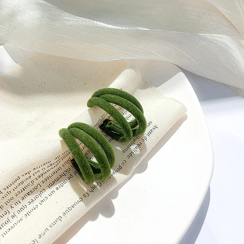 Зеленые бархатные серьги-кольца, круглые серьги для женщин, модные ювелирные изделия, новинка - Окраска металла: 5