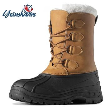 

YEINSHAARS Men Boots Winter Shoes Thicken Fur Waterproof Snow Boots Men Winter Boots Anti-skid Bottom Ankle Male Botas Big Size