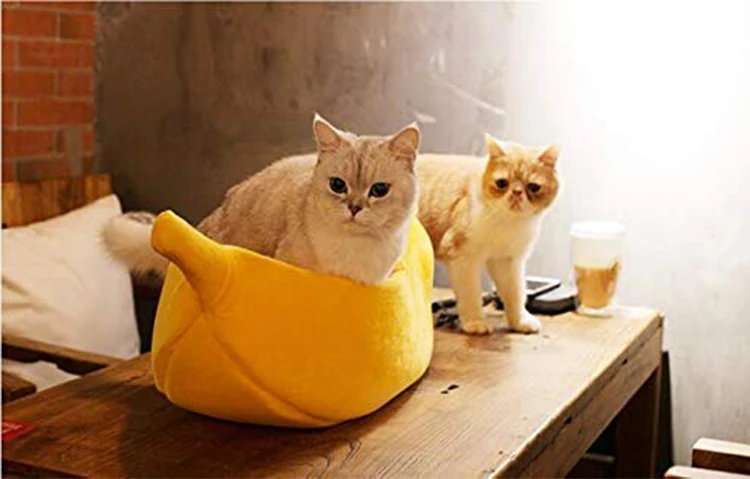 Банан кошка кровать дом удобные, пропускающие воздух, типа "банан" Щенячий Подушка Питомник теплые тапочки; домашние тапочки; Портативный ПЭТ корзина ковер кровати для кошек и собак S-XL