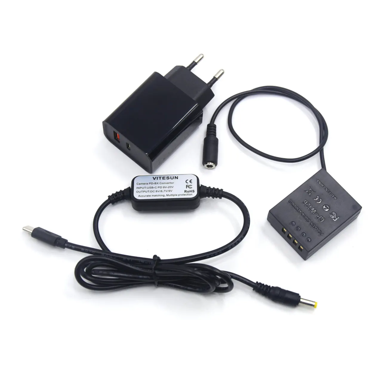 Мощность банк Тип USB C кабель + NP W126 манекен Батарея Зарядное устройство для ЖК