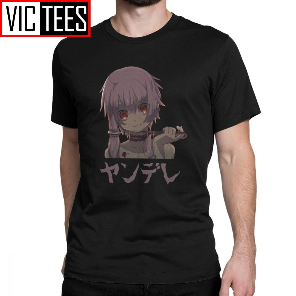 

Yandere Katakan Mirai Nikki T-Shirt Men Pure Cotton T Shirt Gasai Yuno Anime Manga Future Dairy Tees Printed Tops