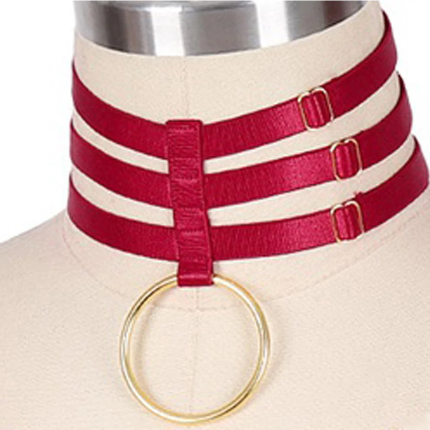 Collar Винный красный воротник дизайн Жесткий бюстгальтер в виде пентаграммы Kawaii полые Грудь корсет для связывания пастельный, готический пояс - Цвет: Collar