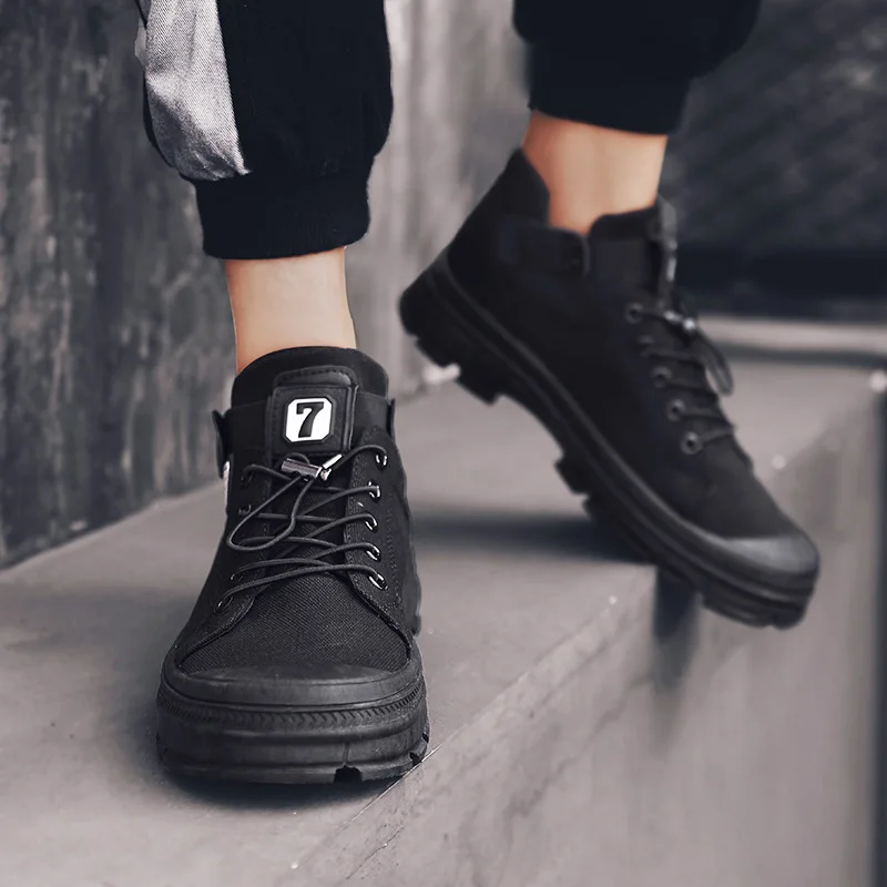 

2019 Autumn & Winter New Style MEN'S SHOES High Shoes Martin Boots Worker Boot MEN'S SHOES Trendy Shoes Retro Casual Canvas Shoe