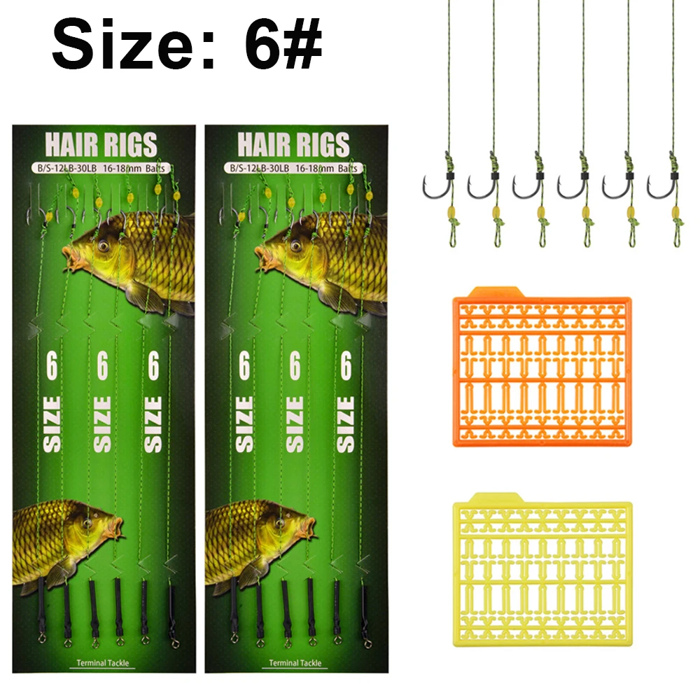 14Pcs Carp fishing rig ready made Set Size 2/4/6/8# with Boilies