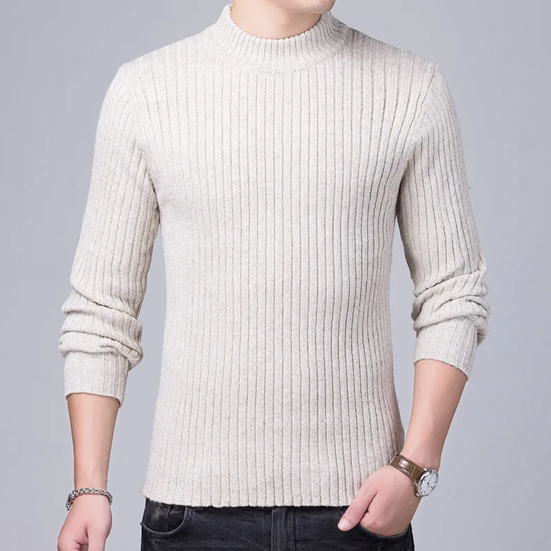 Новинка 2019, осенне-зимний мужской свитер с длинными рукавами, жаккардовый эластичный вязаный свитер с завязками