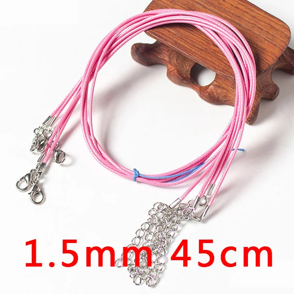 Pink 20 штук 45/60 см 1,5/2 мм в диаметре, различные кожаный шнур на вощеном шнуре из Регулируемая цепь плетеные веревочные Ожерелья& Подвески с космической пыли для подвесок-лобстер - Окраска металла: Pink