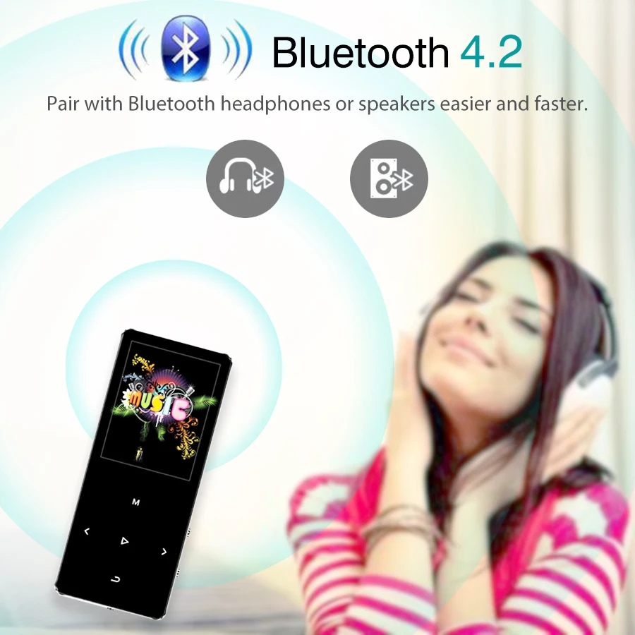 REDANT mp3 плеер с Bluetooth 4,2 и 1,8 сенсорным экраном hifi fm радио мини Спорт MP 3 музыкальный плеер портативный металлический walkman