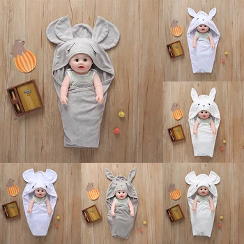 

CYSINCOS Kids Photography Props Baby Wrap Cover Baby Blankets Newborn Swaddle Wrap Cartoon Ear Cotton Infant Swaddling Blankets