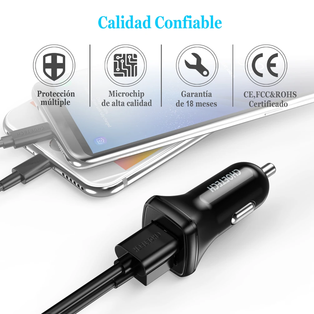 CHOETECH 5V 2.4A двойной зарядное устройство USB Универсальное автомобильное зарядное устройство для телефона для Xiaomi Mi 9 huawei iPhone samsung Tablet автомобильное зарядное устройство