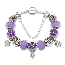 Модные ювелирные изделия браслеты, DIY браслет из сплава с бусинами, фиолетовый глазурь бисерный браслет подарок на день Святого Валентина