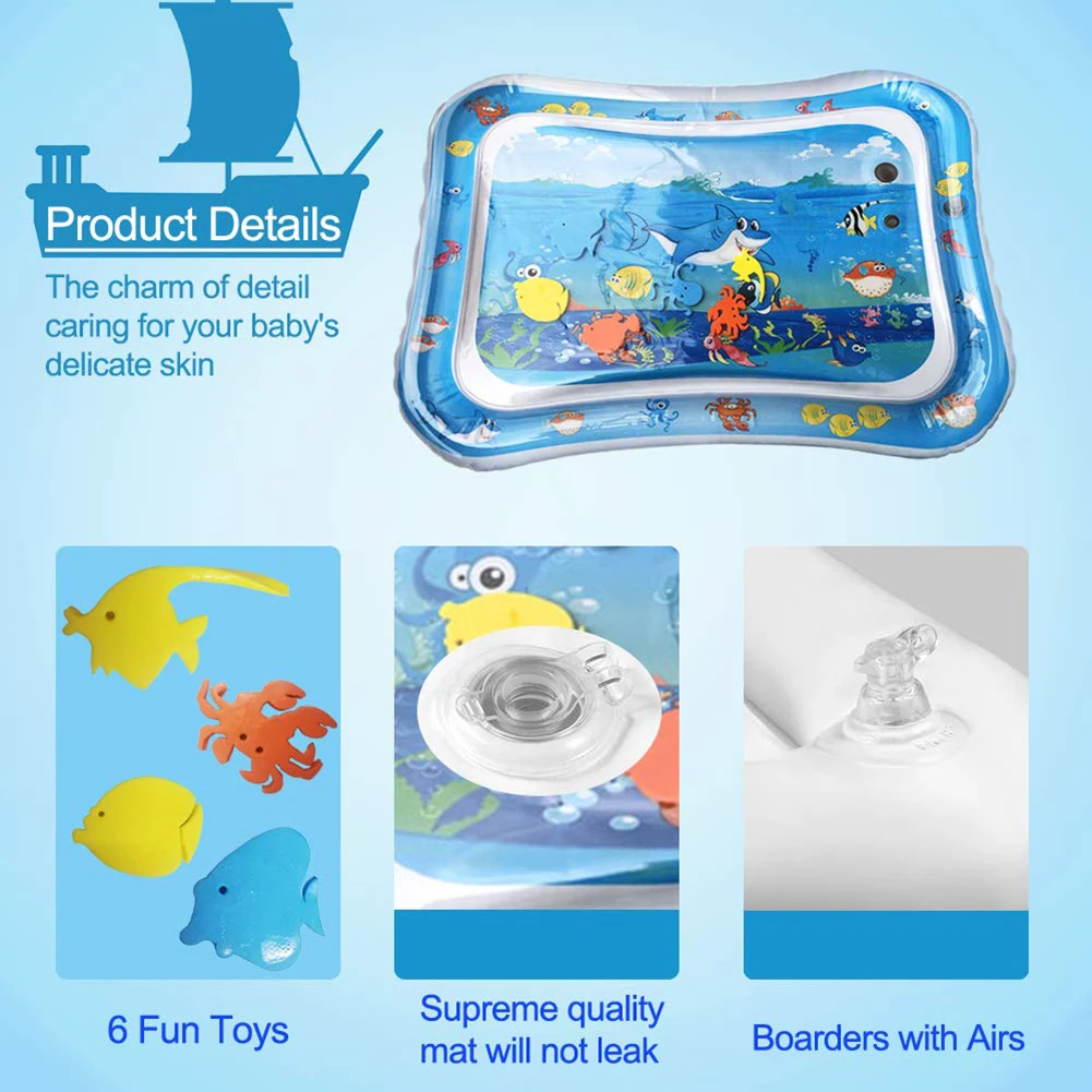 Baby Inflatable Tummy Water Padded Mat Aquarium Activity Center Cushion Toys Infant Play Mat Toddler Funny Pat Pad Toys