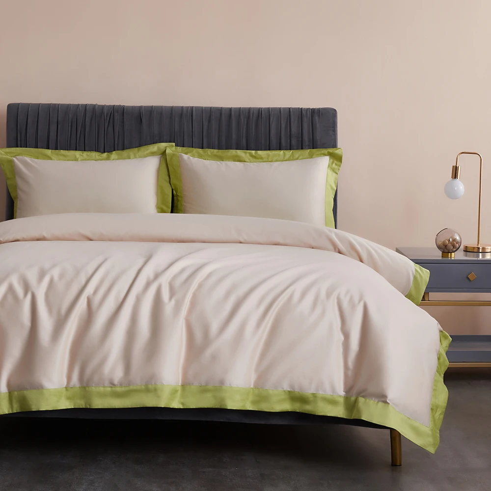 Spring willow color Светильник класса люкс 60S длинноволокнистый хлопок Постельное белье 4 шт. сплошной Цвет пододеяльник 200x230 см и 220x240 см с простынь и наволочки - Цвет: Spring willow color