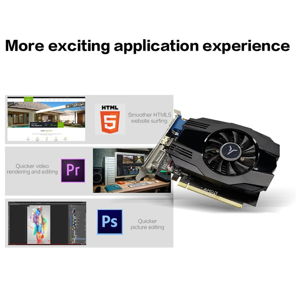 Yeston Radeon R5 240 GPU 4GB GDDR3 64bit Gaming Desktop PC Video Graphics Cards support VGA/DVI-D/H