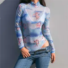 Hot sale blue high-necke Bodysuit Women Black Long Sleeve Buttons Rompers Womens Jumpsuit 2020 Casual One-pieces Bodysuits