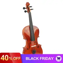4/4 полноразмерная акустическая Скрипка из натуральной липы, чехол, бант, канифоль, музыкальные инструменты для начинающих