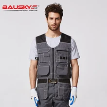 Bauskydd B208 Мужская Рабочая одежда с несколькими карманами, жилет для инструментов, товары для безопасности, Рабочая одежда темно-синего/серого цвета,, осень