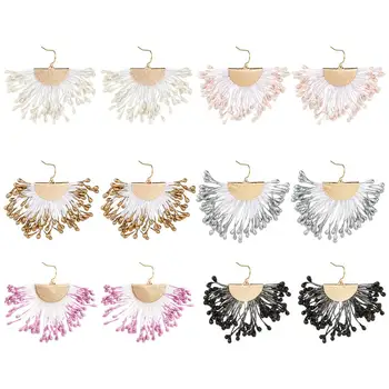 

1 Box Fan Shaped Tassel Pendant with Earring Hooks Ear Nuts for Women Handmade DIY Earring Jewelry Making