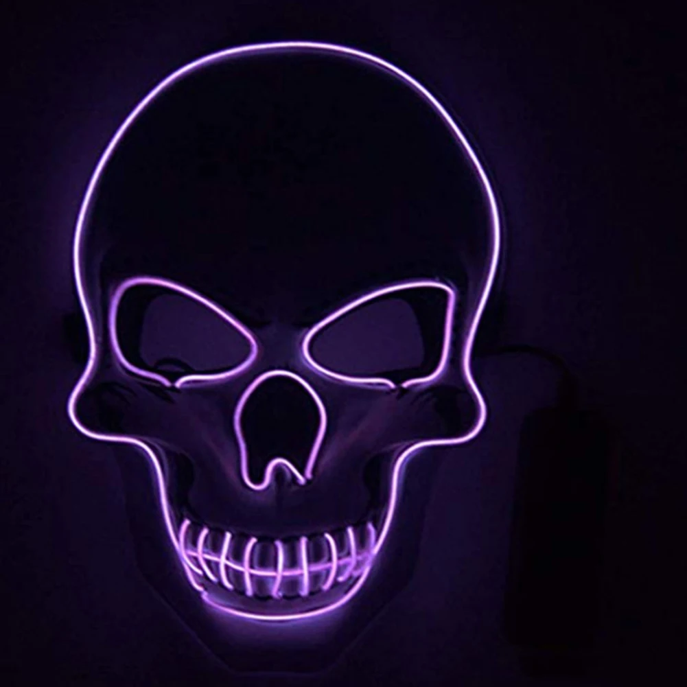 Led маска Хэллоуин сверкающий в темноте страшный череп EL холодный свет флуоресцентная Маскарадная маска фестиваль косплей костюм вечерние реквизит
