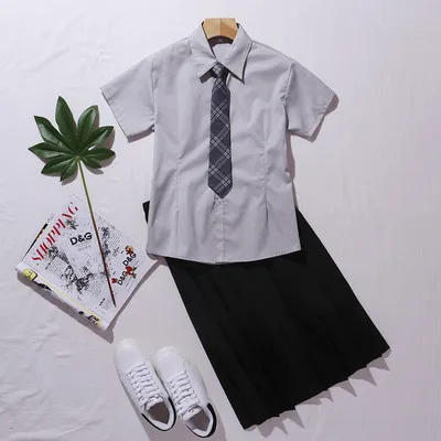 Японская школьная форма seifuku, плиссированная юбка, полный комплект, jk Студенческая однотонная школьная форма для девочек, косплей, юбка, школьное платье - Цвет: color10