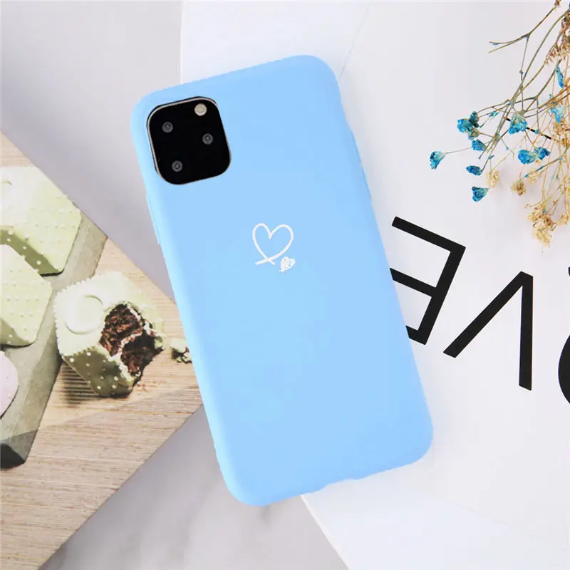 3209BE Lovebay Любовь Сердце Силиконовый чехол для телефона для iPhone 11 Pro 7 8 6 6s Plus X XR XS Max 5 5S SE карамельный цвет оболочка мягкая ТПУ задняя крышка - Цвет: 3209BE