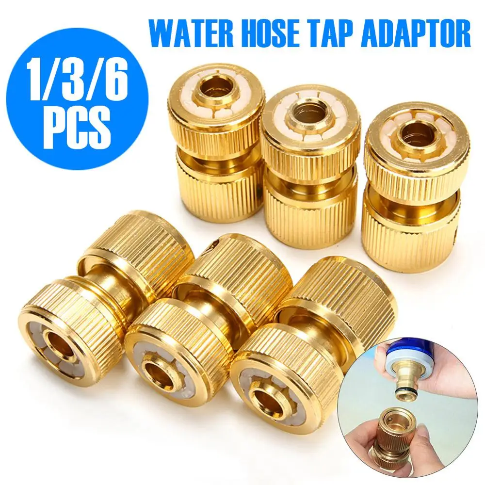 

6Pcs Quick Water Pipe Connectors Hose Tap Adaptor Universal Brass Connector For 1/2" Watering Pipe Fitting Set Garden Irrigation