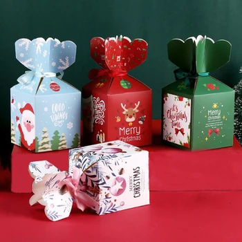

5Pcs Christmas Candy Box Christmas Eve Apple Box Packaging New Year Party Cookie Gift Box Christmas Party Favors Kids Gift Decor