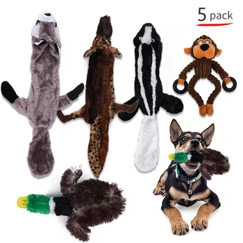 

5 Pack Dog Squeaky Toys Three no Stuffing Toy and Two Plush with Stuffing for Small Medium Large Dog Pets
