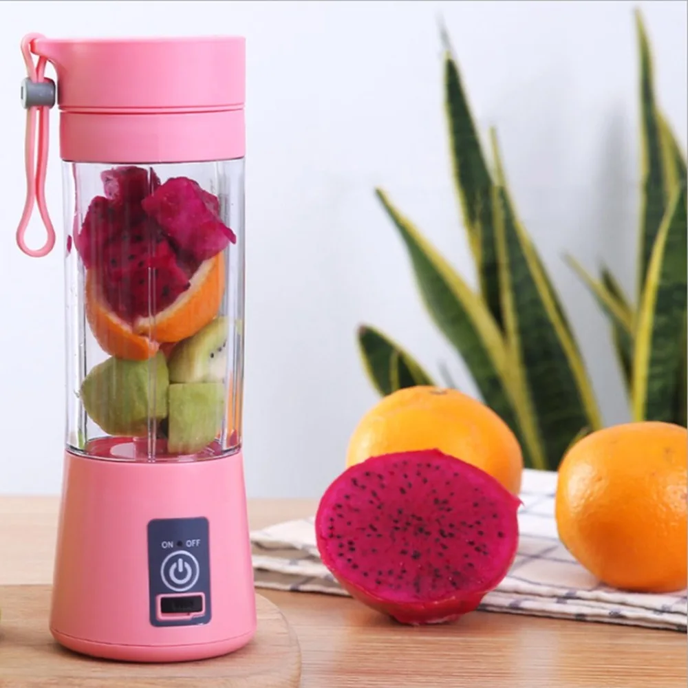 

380ml 4/2 Blades Mini USB Rechargeable Portable Electric Fruit Juicer Smoothie Maker Blender Machine Sports Bottle Juicing Cup