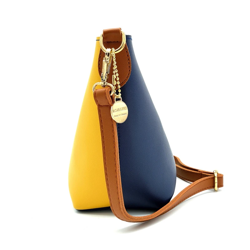 Модный дизайн женские Лоскутные маленькие сумки ведро с панелями Дамская