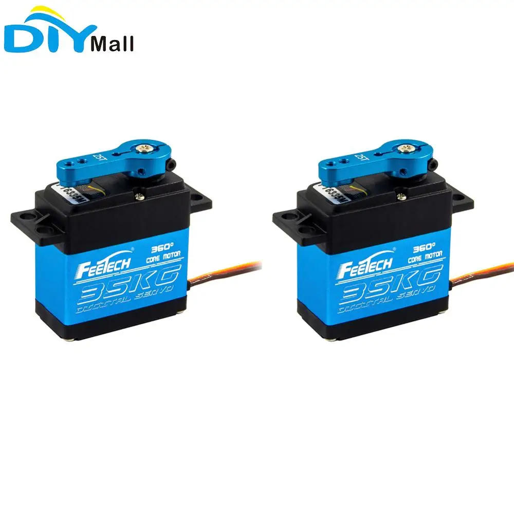 

Feetech 2PCS 7.4V 35KG FT6335M 360 Degree Digital Servo Motor Blue Aluminum Alloy Gear Servo With Metal Arm