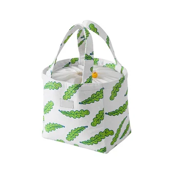 

Printing Insulated Drawstring Waterproof Lunch Bag Simple Thermostat Container Picnic Work Portable Foldable Food With Handle