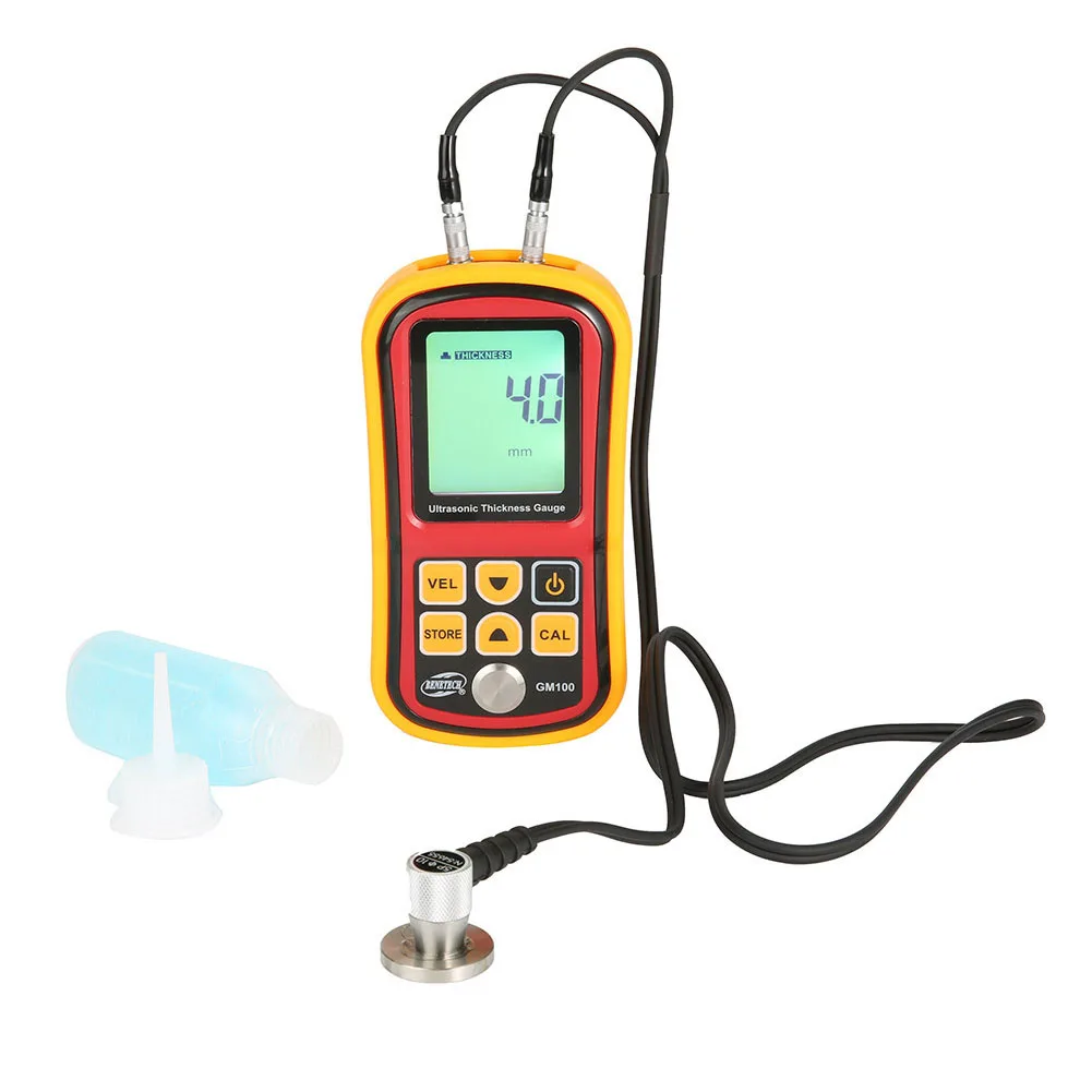 

GM100 Tester Thickness Gauge Sound Speed Metal Ultrasonic Handhold Backlight Measuring Tool Digital Accurate Meter LCD Display