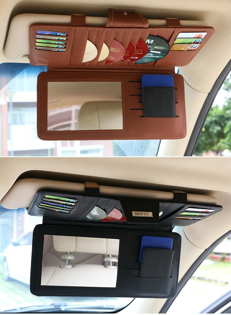 27 Pockets Sun Visor Sunshade Organizer Sleeve Holder Clips Car CD DVD Holder 10 Disc Storage Case Auto Accessories Double Layer