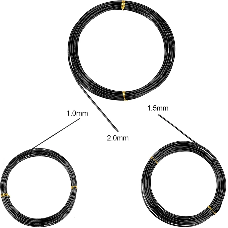 Bonsai Wires 9 Rolls Anodized Aluminum Bonsai Training Wire with 3 Sizes (1.0 Mm,1.5 Mm,2.0 Mm) Total 147 Feet