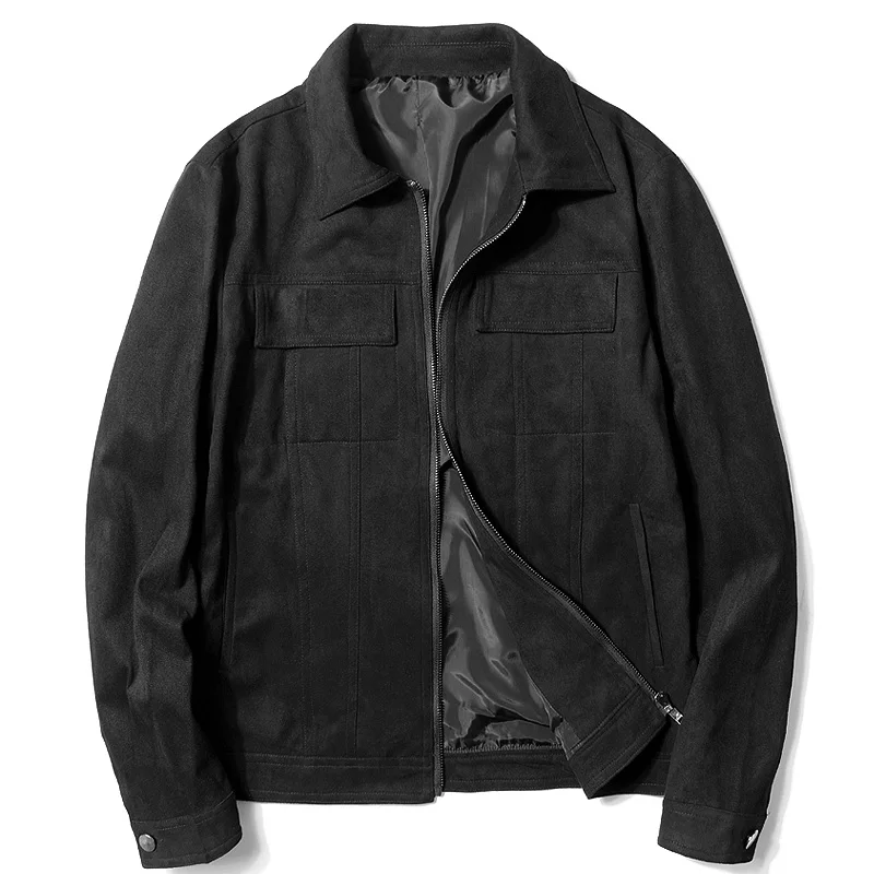 GAAJ D03 мужская куртка из искусственной кожи модные коричневые демисезонные рабочие тактические пальто Верхняя одежда с отложным воротником мужские куртки s - Цвет: Black