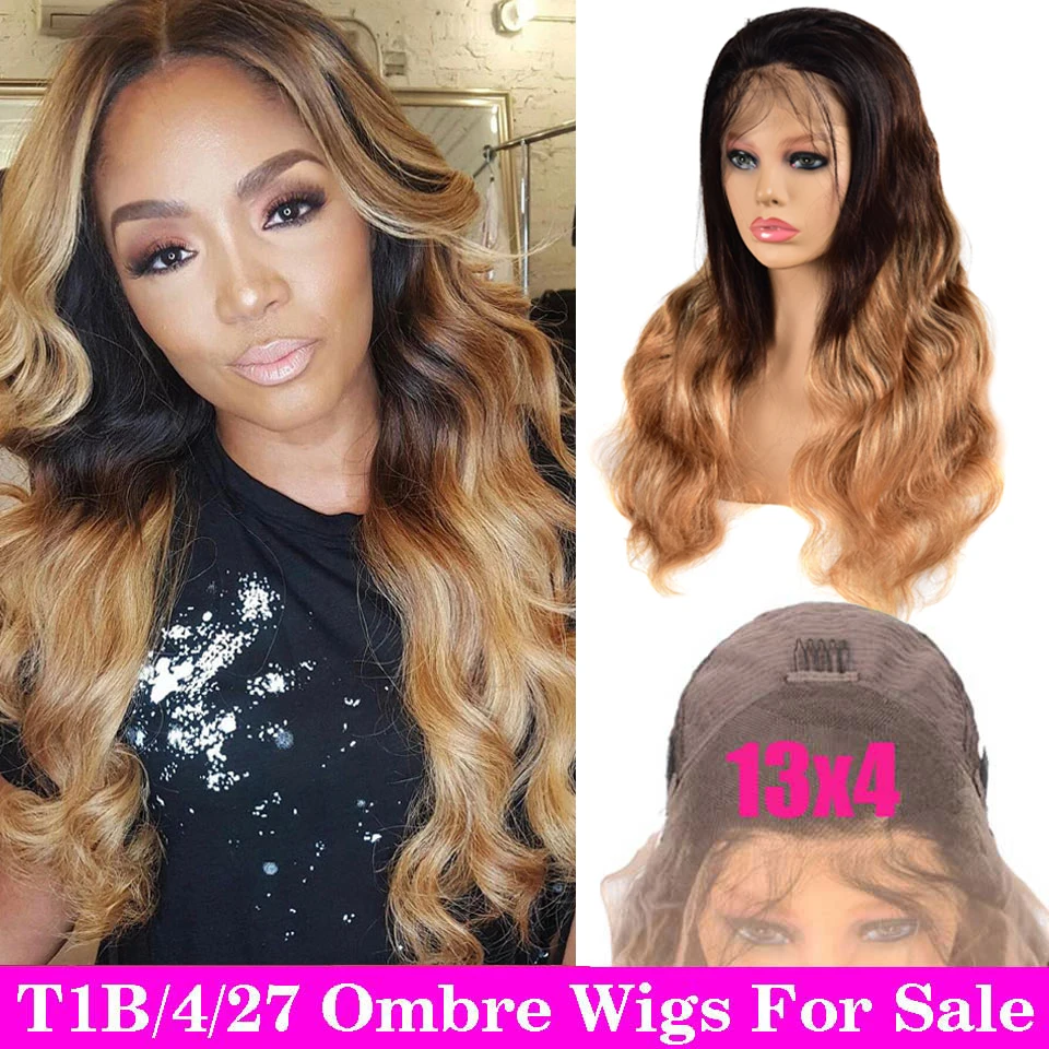 

150% Ombre Lace Front Human Hair Wigs Pre Plucked Peruvian Body Wave Wig Remy 13x4 Brown Lace Frontal Wig Ombre Human Hair Wig