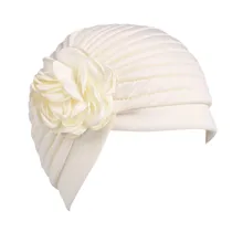 Female Soft Head Wrap Cap Messy Bun Hats Casual Women India Muslim Stretch Retro Solid Floral Turban Hat Head Scarf Wrap Cap