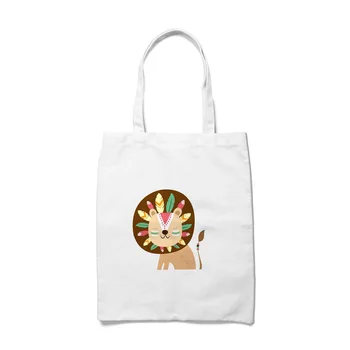 

Large Capacity Canvas Animal Print Reusable Shopping Bag Foldable Tote Grocery Bag Travel Storage Eco Bags Women Handbag