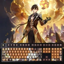 

108 Keys Genshin Impact Zhong Li Keycaps Cherry Height Ball Cap For Mechanical Keyboard PBT Game Character Key Caps