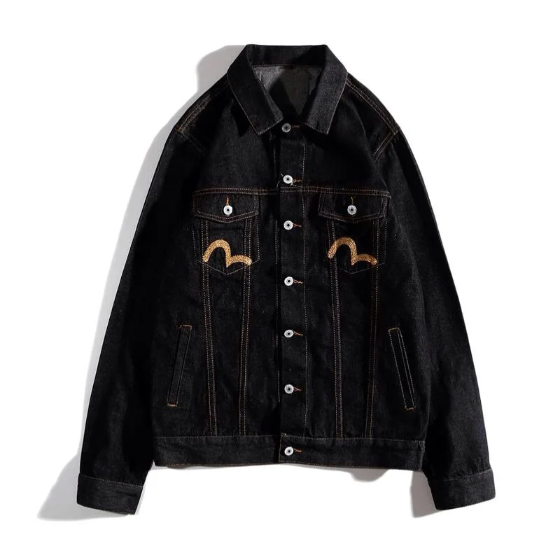 Evisu Новинка, высокое качество, модная теплая дышащая мужская куртка с принтом, вышитая для мужчин и женщин, парная ковбойская одежда, пальто, Тренч