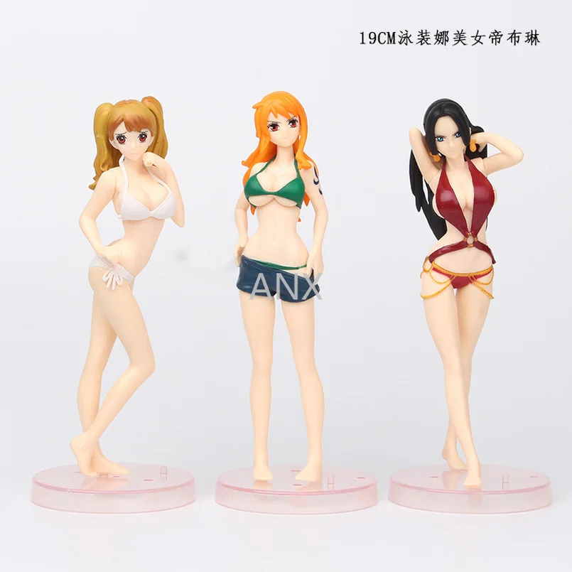 

19CM One Piece Nami Hancock Pudding Figure PVC Action Anime Collection Sexy Girl Beach swimsuit Doll Model Toys one piece figure